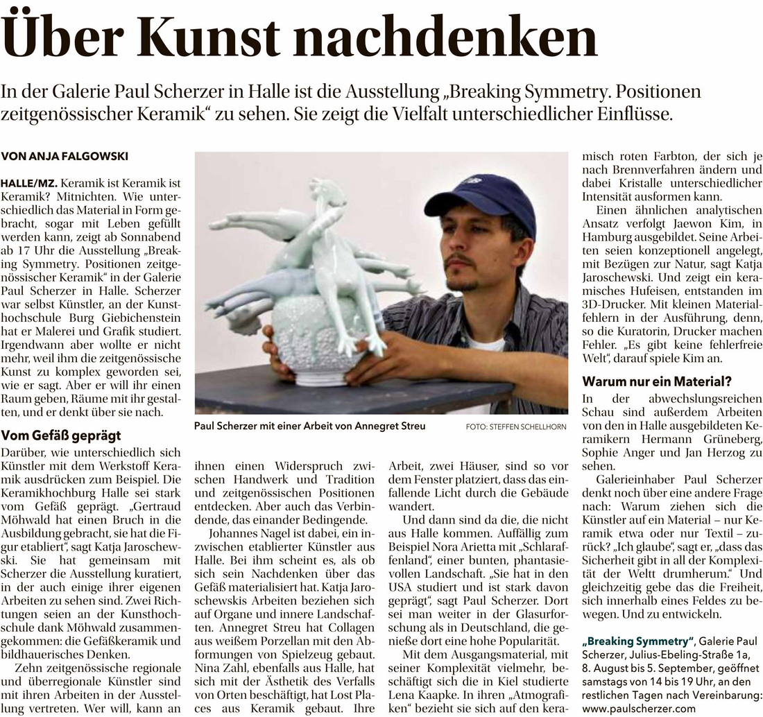 Über Kunst nachdenken - MZ-Beitrag zur Ausstellung Breaking Symmertry