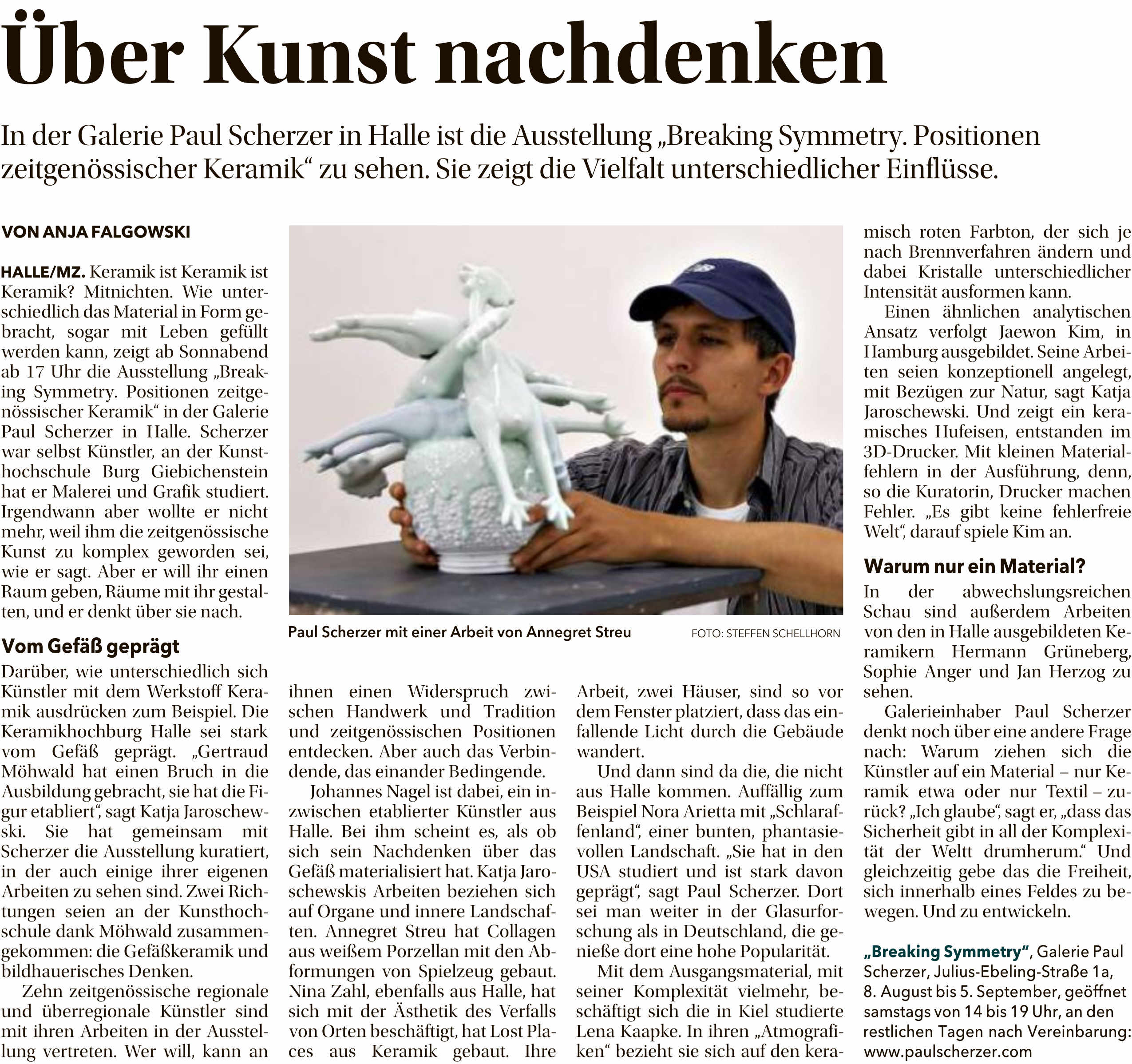Über Kunst nachdenken - MZ-Beitrag zur Ausstellung Breaking Symmertry