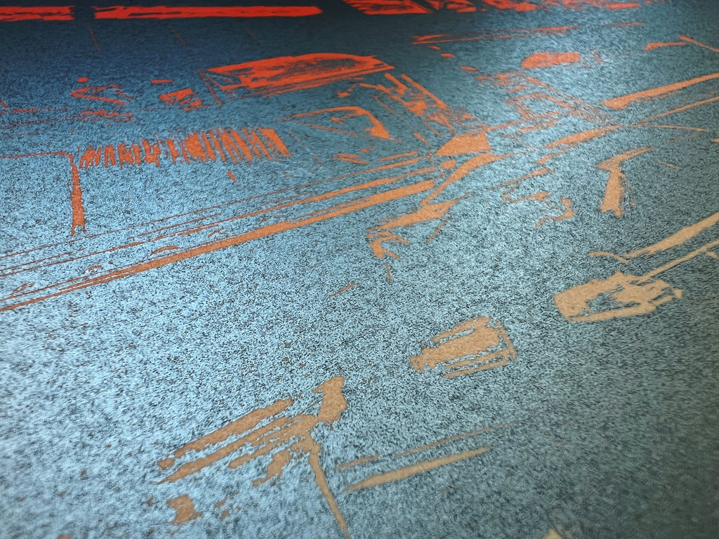 Mehrfarbiger Holzschnitt auf Büttenpapier von Ilko Koestler aus dem Jahr 2020
